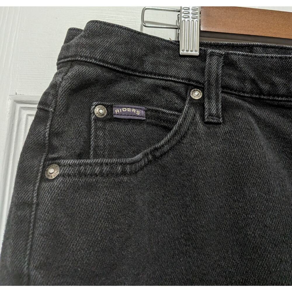 Vintage 90s Riders High Waisted Washed Black 18 Petite Mom Jeans - Picture 3 of 13